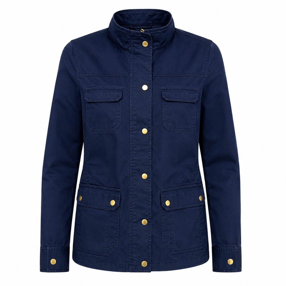 Talbots Old Money Utility Jacket Womens Size 4 Preppy Coastal Quiet Luxury Navy